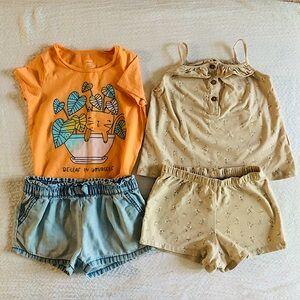 Girls short sets Little Planet by Carters, shorts by Oshkosh, Carters tee shirt